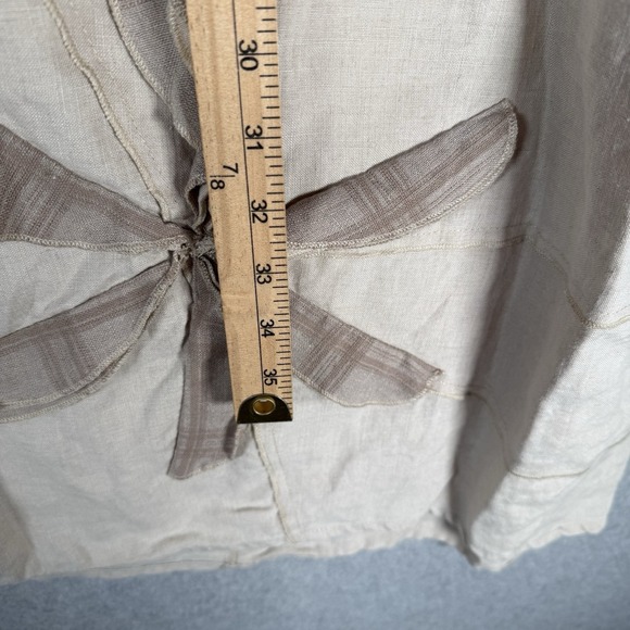 Peacock ways tunic dress womens XL beige lagenlook linen floral beige - Picture 7 of 10